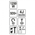 Vrtací kladivo SDS+ 1250W YATO YT-82125 