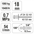 Nýtovačka pneumatická 2,4/3,2/4,0/4,8/5,0 Yato YT-36171 